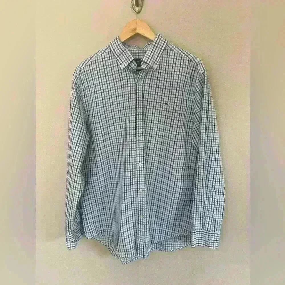 Vineyard Vines Whale Shirt Cotton Plaid Button Down Long Sleeve Mens Large